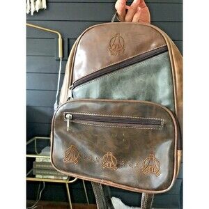 y2k Paris Womens Brown poly Adjustable Strap Shoulder Backpack Souvenir carryall